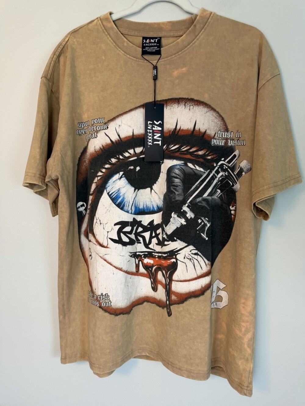 Saint Live XXXX Men's Tan Short Sleeve T-shirt XL NWT